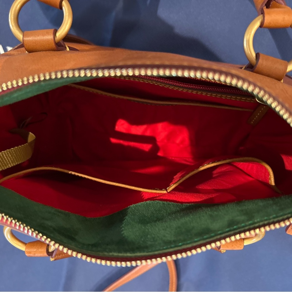 Dooney & Bourke Florentine Leather Satchel with Crossbody Strap - Natural - Picture 9 of 9